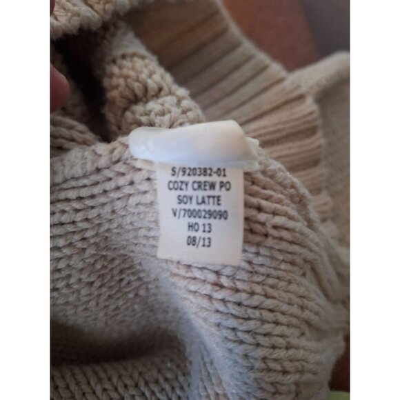 Old Navy Women Cable Knit Sweater Beige XS Crew Neck Chunk Light Academia Preppy - Picture 5 of 8